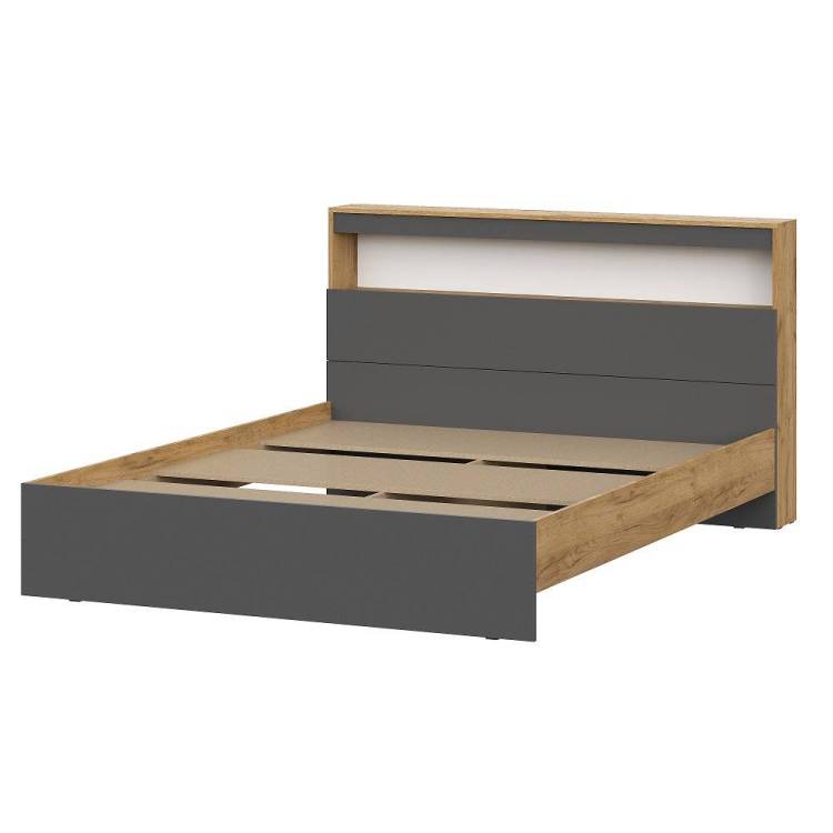 Кровать Арника Вена 00-00164540 дуб золотой, графит серый, с проложками 160x200