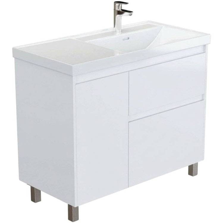 Тумба с раковиной Aquanet Nova Lite 2.0 90 R 365929 Белый глянец