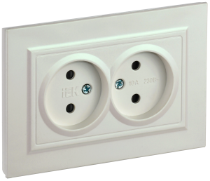 Розетка 2-местная с защитными шторками IEK Brite BR-R23-10-K36-F жемчуг