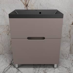 Тумба с раковиной Style Line Матис 70 напольная, тауп темный, раковина антрацит, 82x70x45