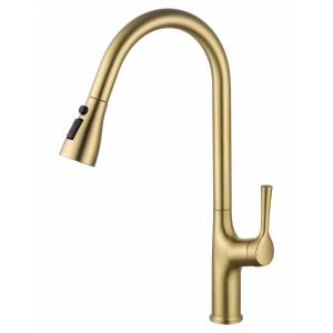 Смеситель для кухни Wonzon & Woghand WW-AE54123-BG с выдвижным изливом, брашированное золото