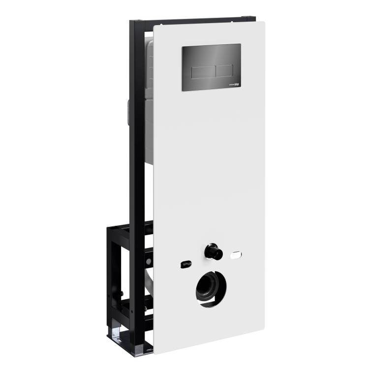 Система инсталляции для унитазов Wasserkraft Glan 66TLT.010.ME.WH.PB03 клавиша черный глянцевый