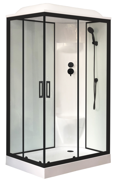 Душевая кабина Royal Bath НР RB8120HP6-WT-BL-R профиль черный, стекло прозрачное, 120x80x217