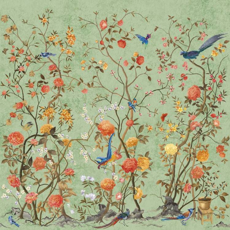 Фреска Ortograf Flora 31246 Spring melody green Филиграна со стразами FM-F/S