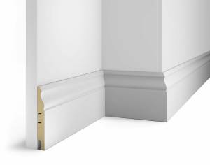 Плинтус Artiva (Артива) Белый AP21, под покраску, МДФ, с пазом 2400x16x125