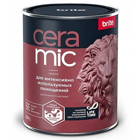 Краска для интенсивно используемых помещений Brite Ceramic шелковисто-матовая база A 0.9 л