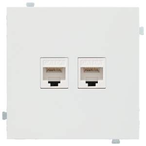 Розетка компьютерная RJ45 2-местная Rikett 32971+35442 MW+2х147401 WT белый сатин