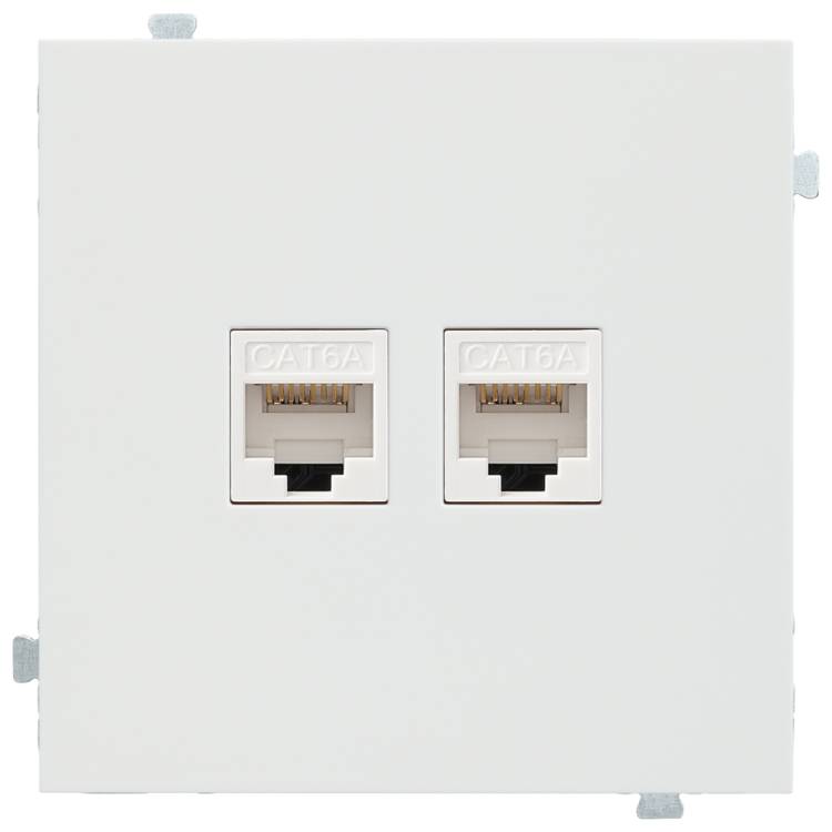 Розетка компьютерная RJ45 2-местная Rikett 32971+35442 MW+2х147401 WT белый сатин