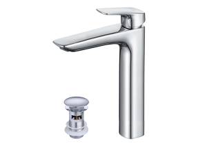 Смеситель для раковины Aquatek Вега AQ1005CR высокий, с донным клапаном