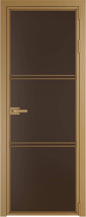Межкомнатная дверь Profil Doors 3 AX цвет профиля Золото, стекло безопасное 6 мм монохром шоколад 600x2000