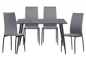 Обеденная группа Woodville Аелина 599452 gray, black, стулья вельвет