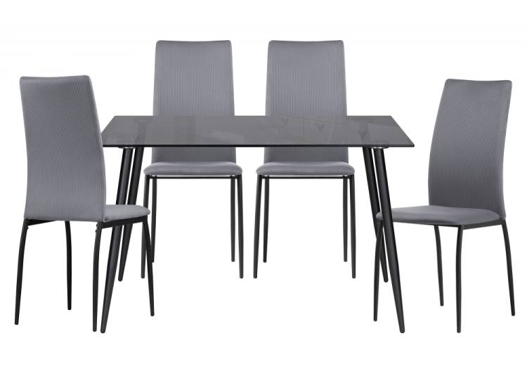 Обеденная группа Woodville Аелина 599452 gray, black, стулья вельвет