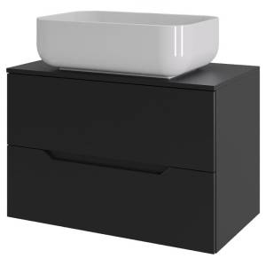 Тумба с раковиной Orange Line Li-70TubMDF+B03-600W черный матовый, 70 см