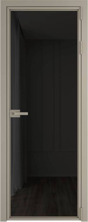 Межкомнатная дверь Profil Doors 1 AX цвет профиля Никель матовый, стекло безопасное 6 мм черное тонированное 600x2000