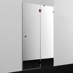 Душевая дверь в нишу Wasserkraft Paar 88H05R-MR профиль глянцевое розовое золото, стекло зеркальное, 120x100x200