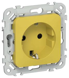 Розетка 1-местная с заземлением и шторками IEK Flite FI-R14-16-K44 желтый карри