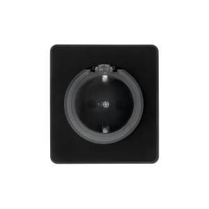 Розетка 1-местная с заземлением, шторками и крышкой Kranz Round KR-78-0702-3 оникс