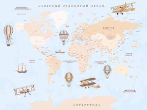 Фреска Ortograf Для самых маленьких 33718 Политическая карта 2 Кракелюр Серебро FK-S
