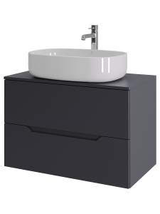 Тумба с раковиной Orange Line Li-80TugMDF+B04-600W графит матовый, 80.5 см