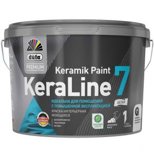 Краска для стен и потолков моющаяся Dufa Premium KeraLine Keramik Paint 7 матовая белая база 1 2.5 л