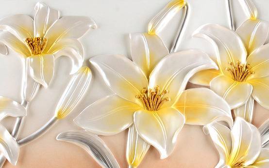 3D Фотообои Artegrafico «Объемные лилии» BR-004 канвас