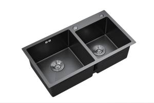Мойка кухонная Arrow AG5552 двойная, титановый черный, 78x43