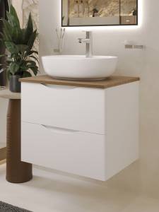 Тумба с раковиной BOND Cube T99605-S01500 белая, дуб, 60 см