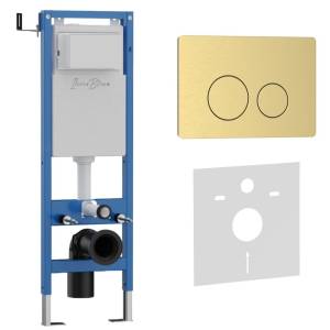 Система инсталляции для унитазов Iberica Blanca Inox-O IB.001M.815 кнопка смыва золото матовое