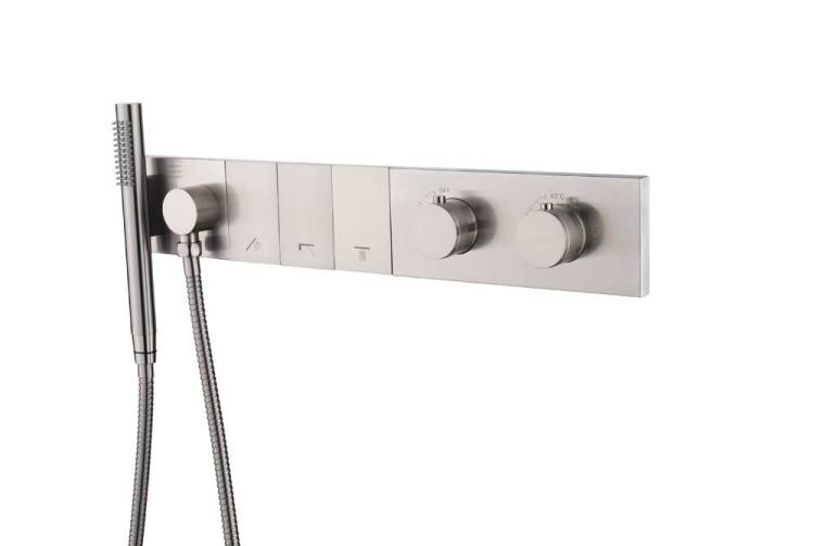 Смеситель для ванны и душа Boheme Zodiac Termo 133-SYS-NB с ручным душем, Nickel Brush