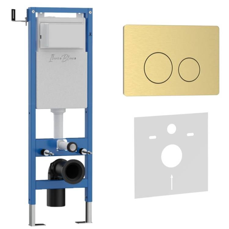Система инсталляции для унитазов Iberica Blanca Inox-O IB.001M.815 кнопка смыва золото матовое