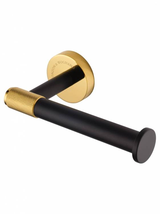 Держатель для туалетной бумаги Wonzon & Woghand WW-9216 без крышки, черный, золотой