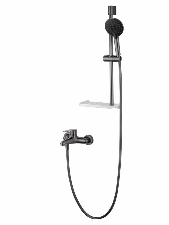 Смеситель для ванны Wonzon & Woghand WW-AE3201-BGG с душевым гарнитуром, темный графит