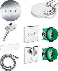 Душевой комплект Hansgrohe Raindance Rainmaker 600 (3 jet) 26117000 + 26530400 + 28272000 + 26456400 + 15735400 + 15736400