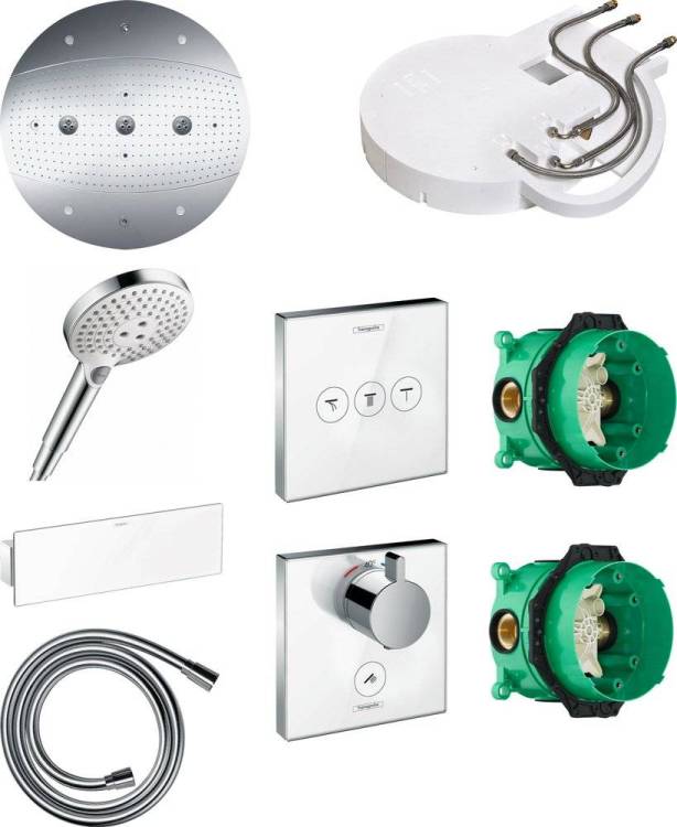 Душевой комплект Hansgrohe Raindance Rainmaker 600 (3 jet) 26117000 + 26530400 + 28272000 + 26456400 + 15735400 + 15736400