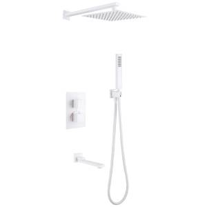 Душевая система Abber Daheim AF8250W скрытого монтажа с изливом, термостат, белая матовая