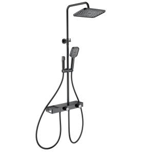 Душевая стойка Wonzon & Woghand WW-B4161-MB черная, с термостатом