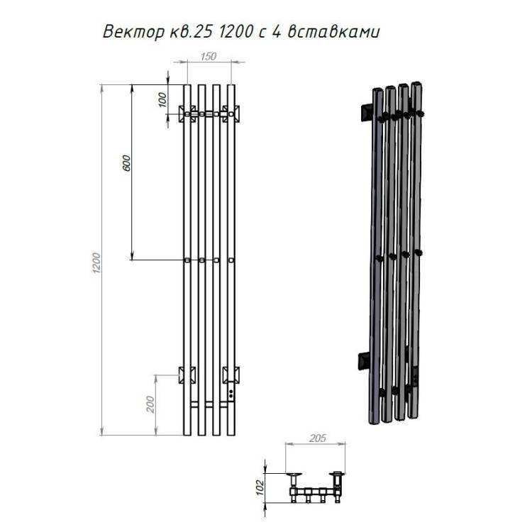Полотенцесушитель электрический Comfysan Alto 015817 EC-4 120/15 черный матовый