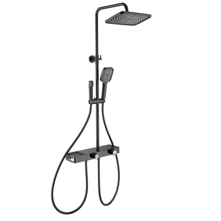 Душевая стойка Wonzon & Woghand WW-B4161-MB черная, с термостатом