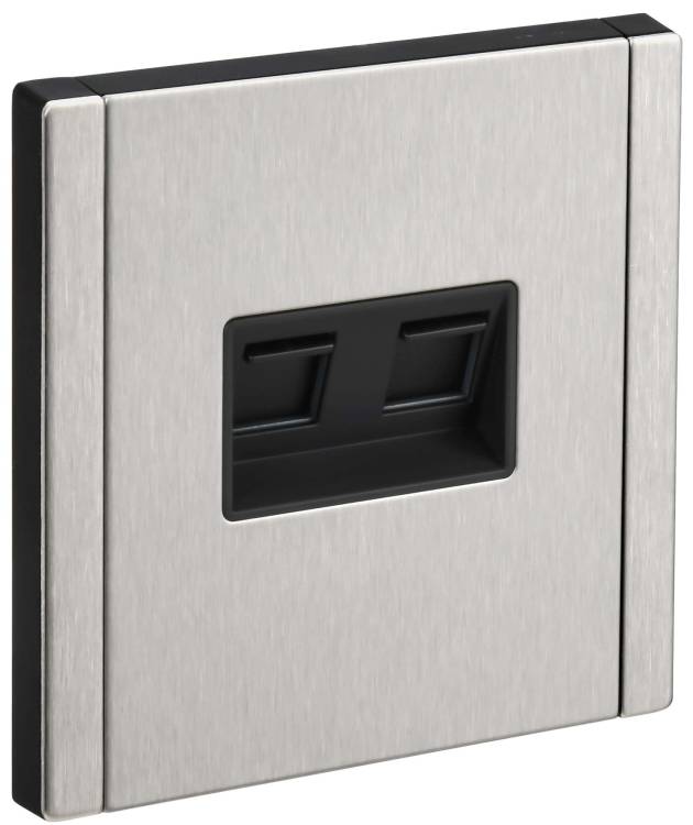 Розетка телефонная RJ11+Ethernet RJ45 IEK Forte&Piano FP-KT20-O-1-M-K50 никель