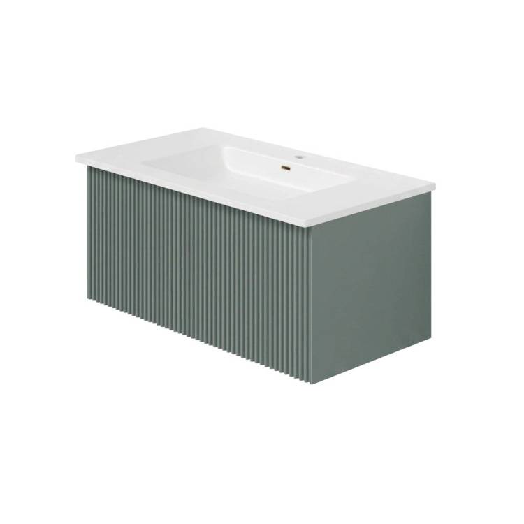 Тумба с раковиной La Fenice Terra Grigio NFNC-01-TER-G-80-3-80 серо-зеленая матовая, 80 см