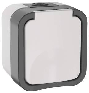 Розетка 1-местная с заземлением и крышкой IEK Tors TS-R16-16-55-K41 белый