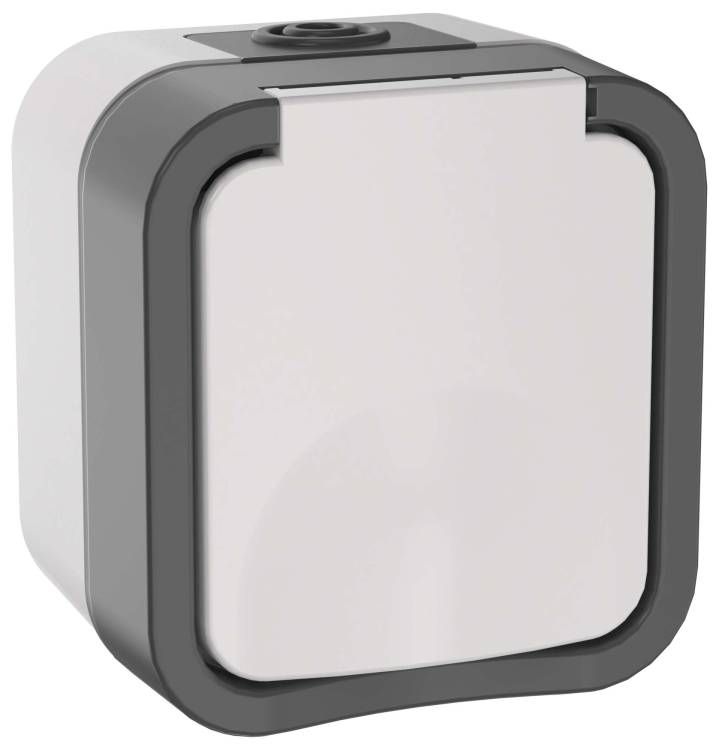 Розетка 1-местная с заземлением и крышкой IEK Tors TS-R16-16-55-K41 белый