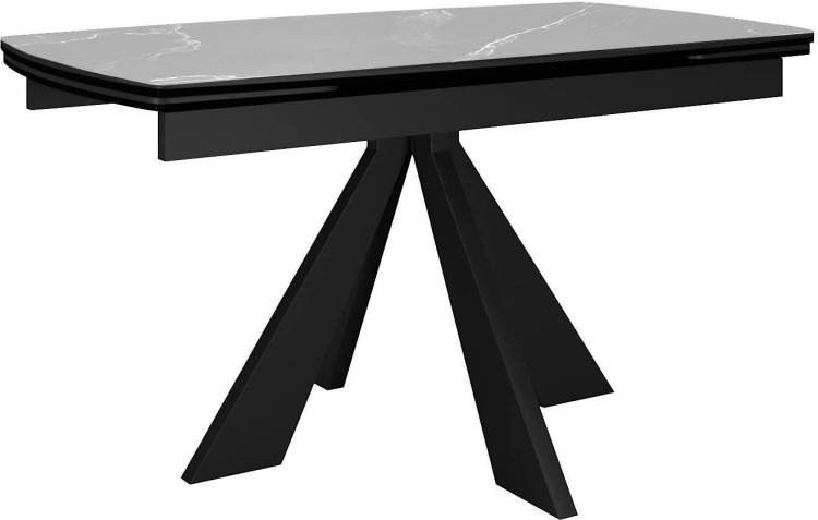 Стол Дик SKU120 00-00066502 керамика серый мрамор/подстолье черное/опоры черные