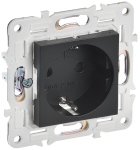 Розетка 1-местная с заземлением и шторками IEK Skandy SK-R14-16-K02 черный