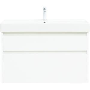 Тумба с раковиной Aquanet Nova Lite 100 белая глянцевая, 2 ящика