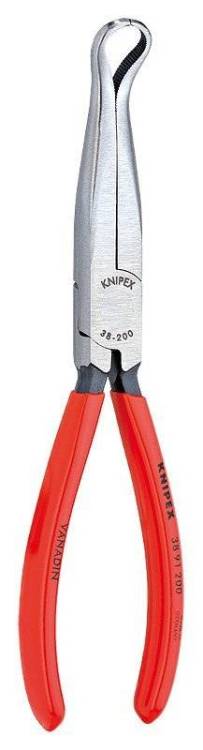 Плоскогубцы KNIPEX механика, плоскокруглые губки под углом 45 с крестовой насечкой, для захвата свечей зажигания, 200 мм, чёрные, 1К ручки