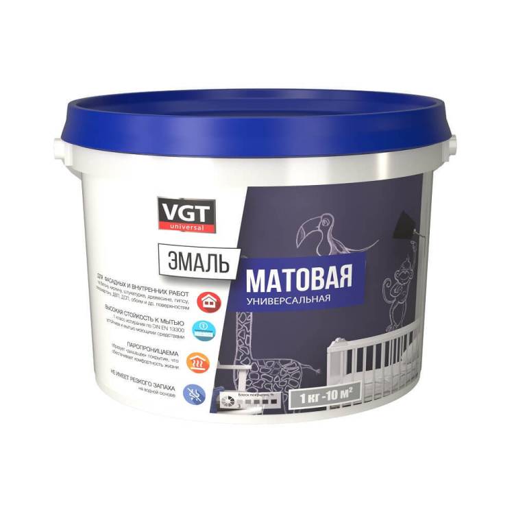Эмаль акриловая универсальная VGT ВД-АК-1179 матовая красно-коричневая RAL 3009 2.5 кг
