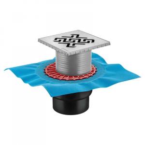 Душевой трап Berges Wasserhaus Zentrum Antik 15x15 S-сифон вертикальный, матовый хром