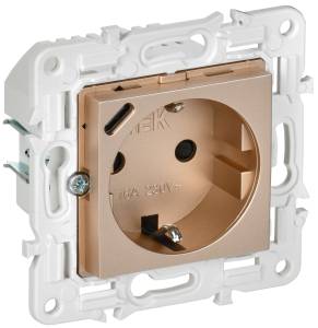 Розетка 1-местная с заземлением, шторками и USB Type С IEK Skandy SK-R14-16-U14-018-K98 песочный