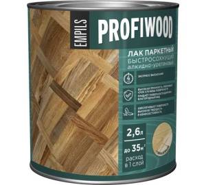 Лак паркетный быстросохнущий алкидно-уретановый Profiwood глянцевый 2.6 л